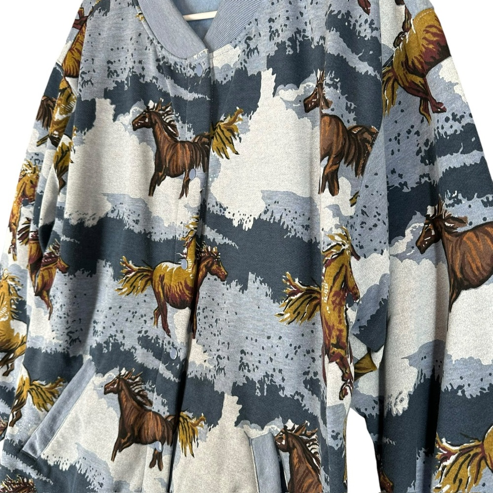 Blair Women’s L Large Horse AOP Jacket Equestrian Vintage 1990s Snap‎ Western - Picture 6 of 14